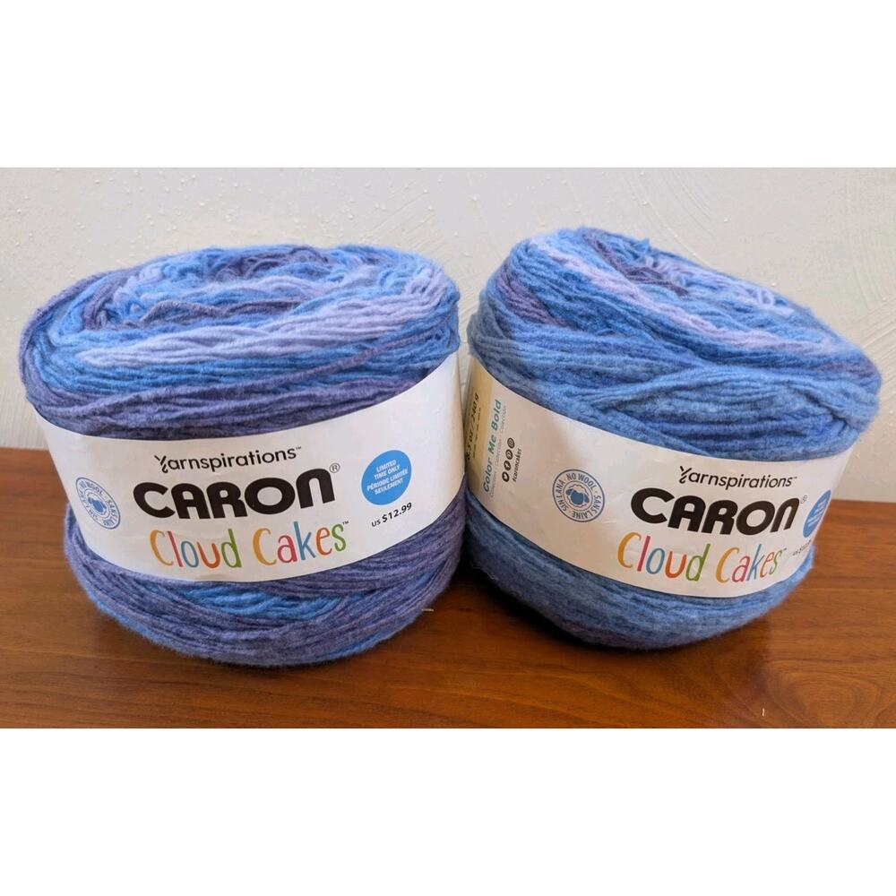 Caron Cloud Cakes Yarn Royal Treatment 8.5oz Lot Of 2 Blue Purple